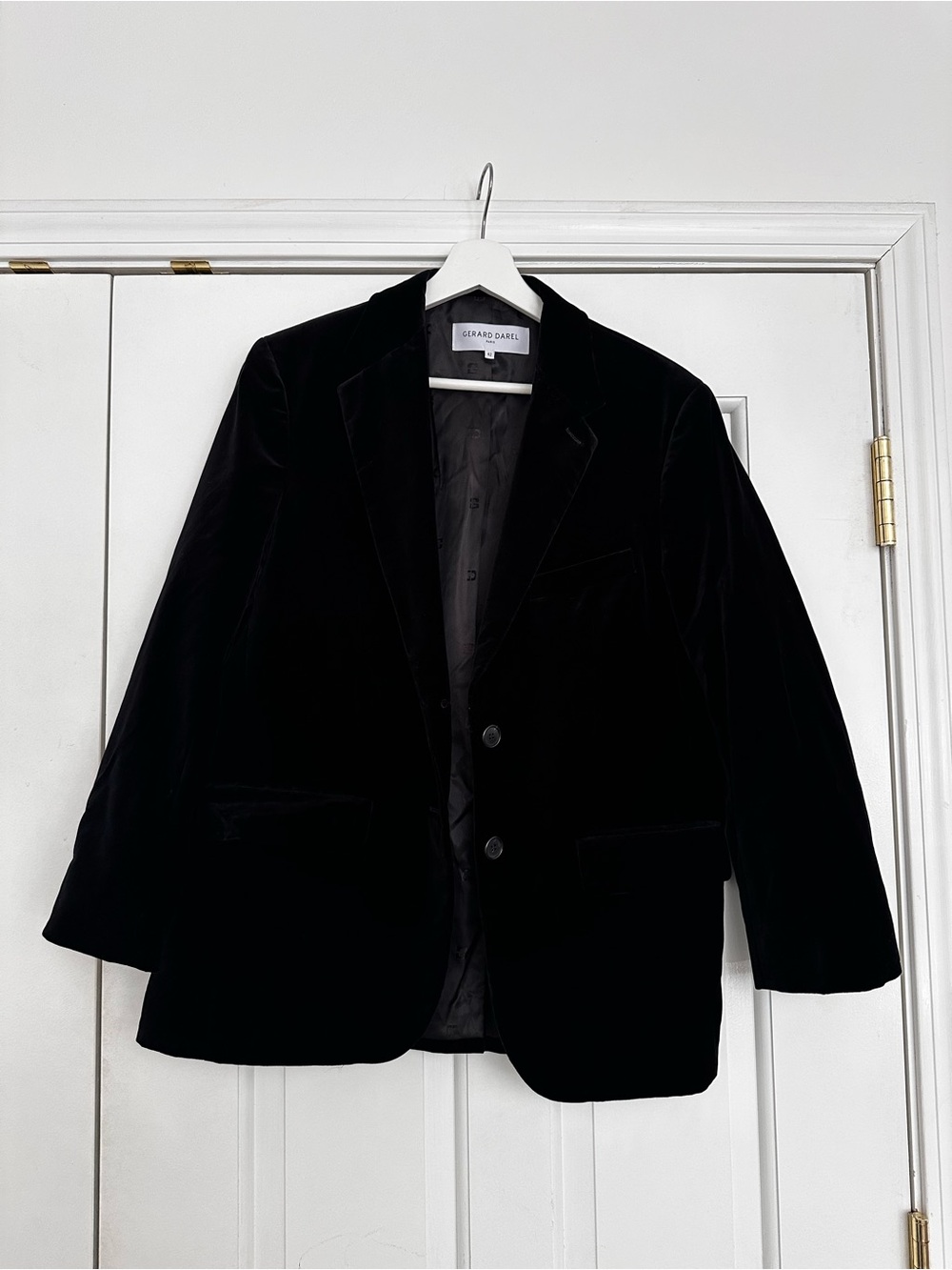 Gerard Darel Paris Black Velvet Blazer FR 42 L